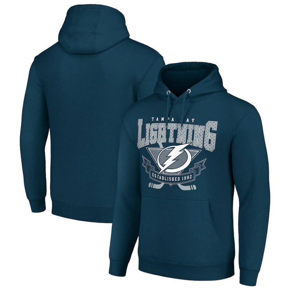 NHL Tampa Bay Lightning Starter Team Logo Graphic Fleece Tri-Blend Pullover Hoodie - Navy