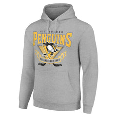 NHL Pittsburgh Penguins Starter Team Logo Graphic Fleece Tri-Blend Pullover Hoodie - Heather Gray