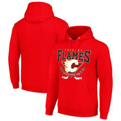 NHL Calgary Flames Starter Team Logo Graphic Fleece Tri-Blend Pullover Hoodie - Red