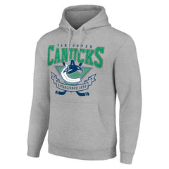 NHL Vancouver Canucks Starter Team Logo Graphic Fleece Tri-Blend Pullover Hoodie - Heather Gray