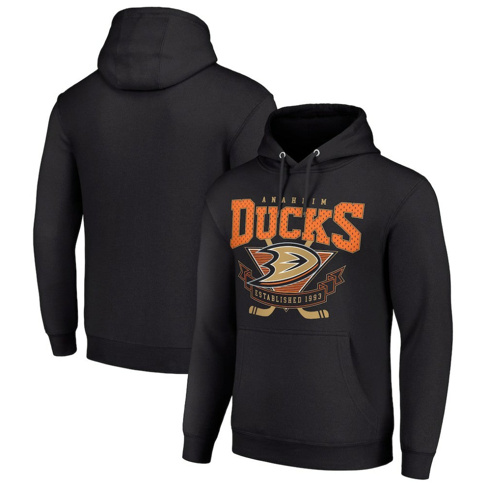 NHL Anaheim Ducks Starter Team Logo Graphic Fleece Tri-Blend Pullover Hoodie - Black