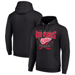 NHL Detroit Red Wings Starter Team Logo Graphic Fleece Tri-Blend Pullover Hoodie - Black