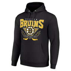 NHL Boston Bruins Starter Team Logo Graphic Fleece Tri-Blend Pullover Hoodie - Black