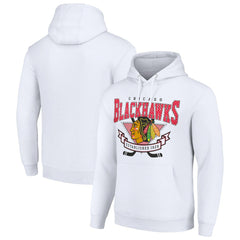 NHL Chicago Blackhawks Starter Team Logo Graphic Fleece Tri-Blend Pullover Hoodie - White