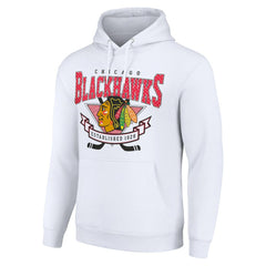 NHL Chicago Blackhawks Starter Team Logo Graphic Fleece Tri-Blend Pullover Hoodie - White