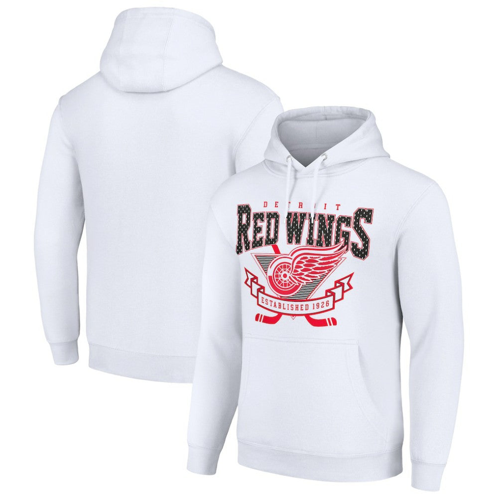 NHL Detroit Red Wings Starter Team Logo Graphic Fleece Tri-Blend Pullover Hoodie - White