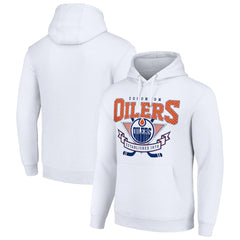 NHL Edmonton Oilers Starter Team Logo Graphic Fleece Tri-Blend Pullover Hoodie - White