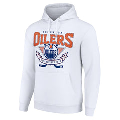 NHL Edmonton Oilers Starter Team Logo Graphic Fleece Tri-Blend Pullover Hoodie - White