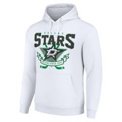 NHL Dallas Stars Starter Team Logo Graphic Fleece Tri-Blend Pullover Hoodie - White