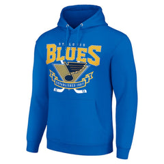 NHL St. Louis Blues Starter Team Logo Graphic Fleece Tri-Blend Pullover Hoodie - Blue