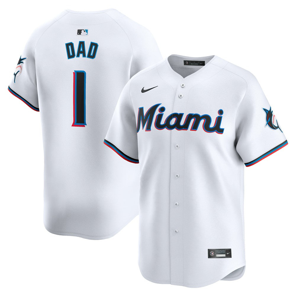 Miami Marlins Nike #1 Dad Home Limited Jersey - White Jerseys
