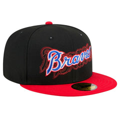Atlanta Braves New Era Shadow Stitch 59FIFTY Fitted Hat - Black Hats