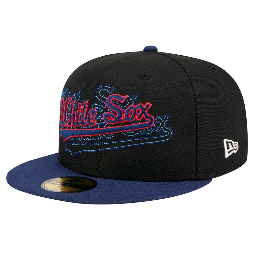 Chicago White Sox New Era Shadow Stitch 59FIFTY Fitted Hat - Black Hats