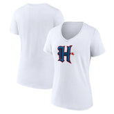 Houston Texans Women's Secondary Logo V-Neck T-Shirt White