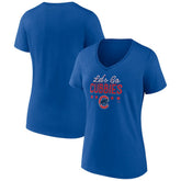 Chicago Cubs Women's Let's Go Cubbies V-Neck T-Shirt - Royal T-shirts