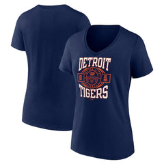 Detroit Tigers Women's Motor City Baseball V-Neck T-Shirt - Navy T-shirts