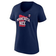 Minnesota Twins Women's Nice V-Neck T-Shirt - Navy T-shirts