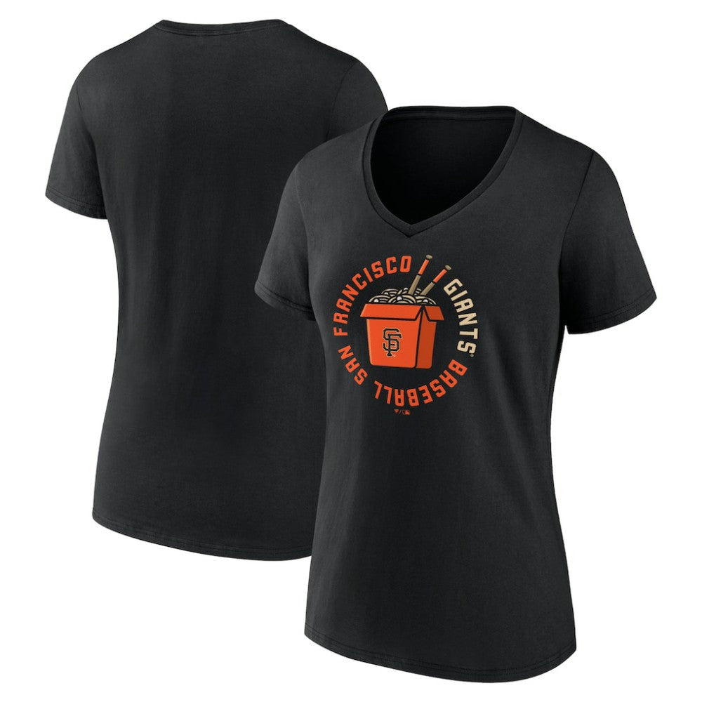 San Francisco Giants Women's Noodles V-Neck T-Shirt - Black T-shirts
