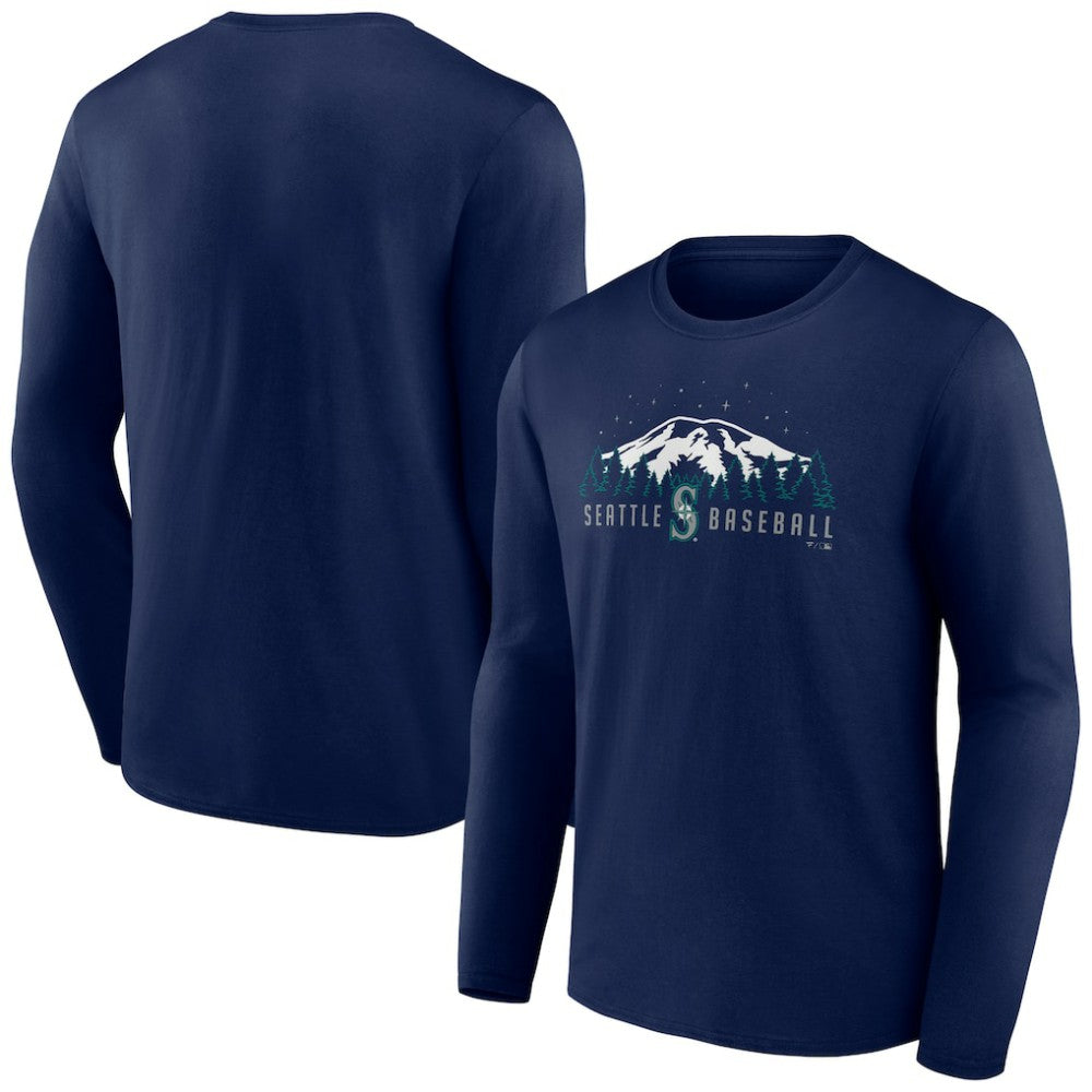 Seattle Mariners Mountains Long Sleeve T-Shirt - Navy T-shirts