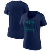 Seattle Mariners Women's Sea Us Rise V-Neck T-Shirt - Navy T-shirts