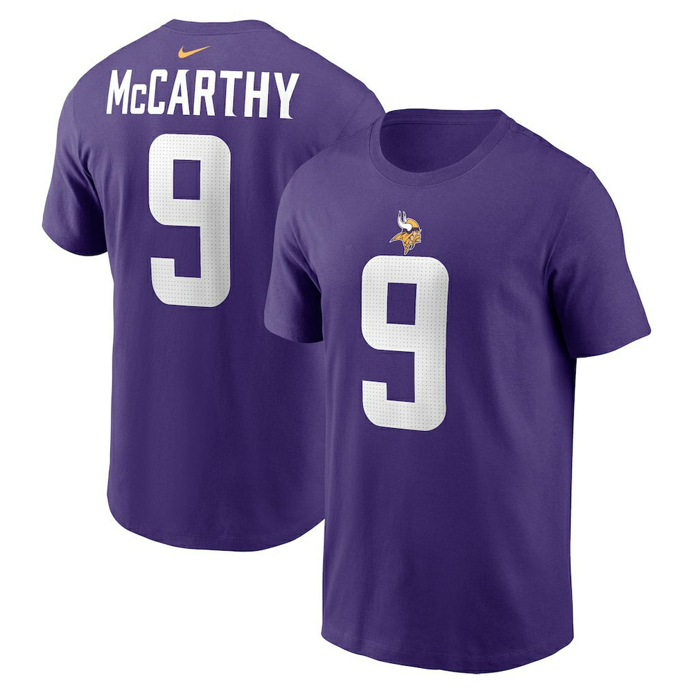 J.J. McCarthy Minnesota Vikings Youth Fuse Name & Number T-Shirt Purple