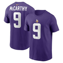 J.J. McCarthy Minnesota Vikings Youth Fuse Name & Number T-Shirt Purple