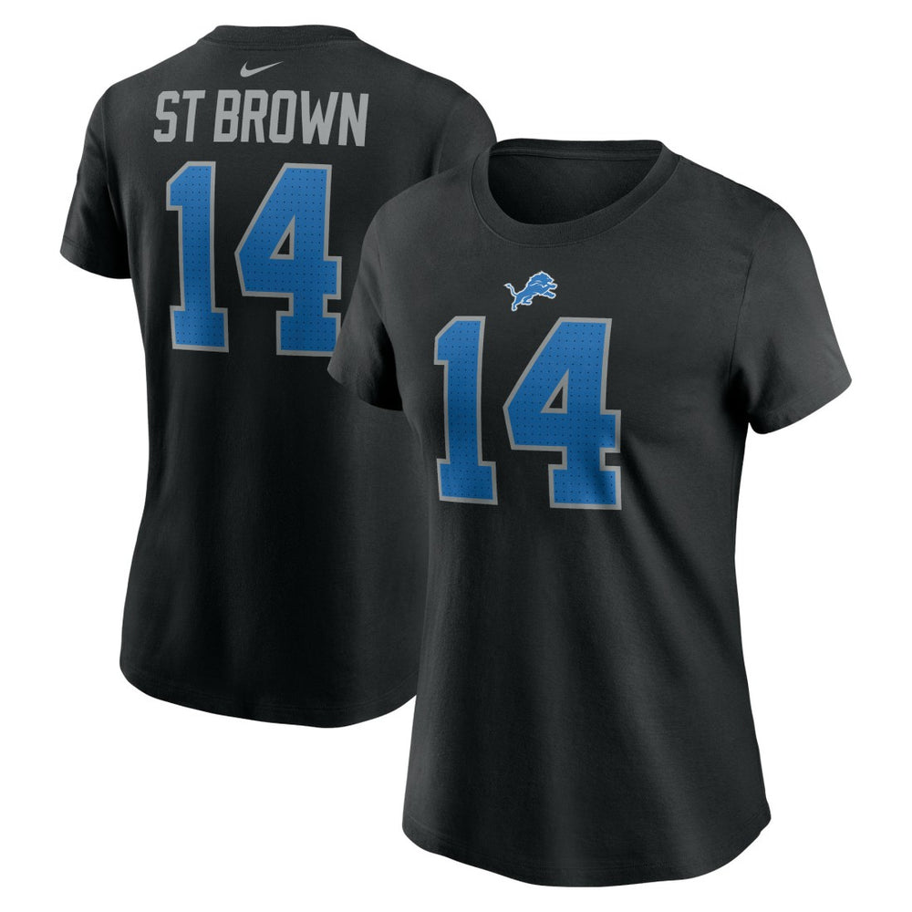 Amon-Ra St. Brown Detroit Lions Women's Player Name & Number T-Shirt Black