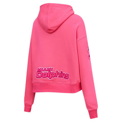 Miami Dolphins Pro Standard Women's Triple Pink Cropped Fleece Pullover Hoodie Pink
