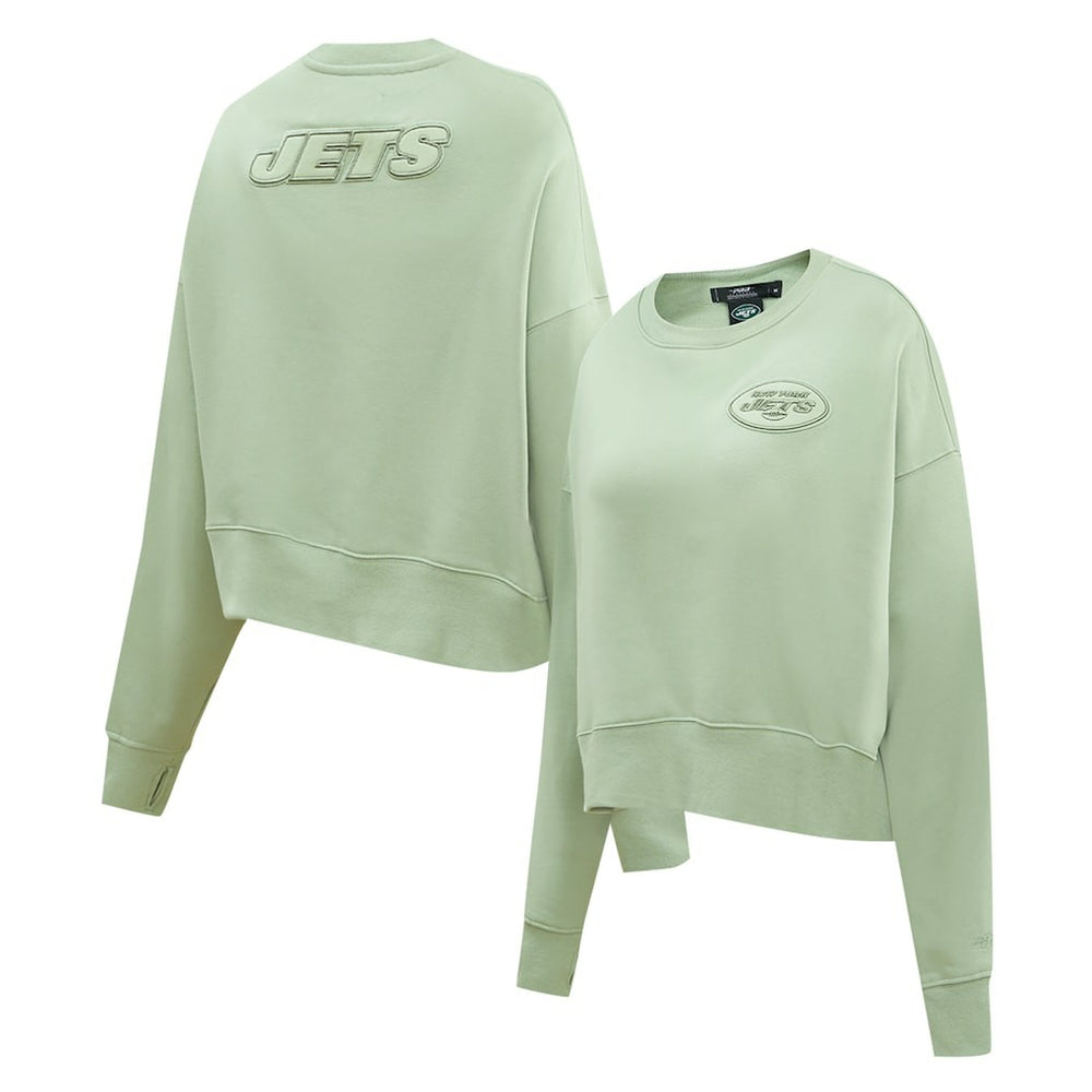 New York Jets Pro Standard Women's Oversized Cropped Neutral Pullover Sweatshirt Light Green