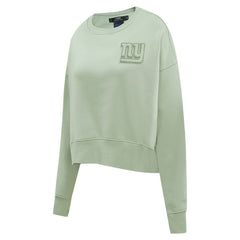 New York Giants Pro Standard Women's Oversized Cropped Neutral Pullover Sweatshirt Light Green