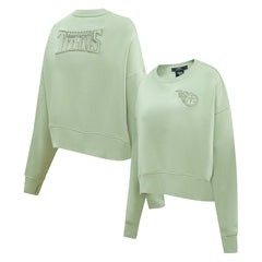 Tennessee Titans Pro Standard Women's Oversized Cropped Neutral Pullover Sweatshirt Light Green