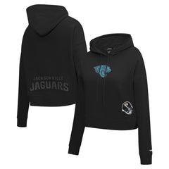 Jacksonville Jaguars Pro Standard Women's Jeweled Cropped Pullover Hoodie Black