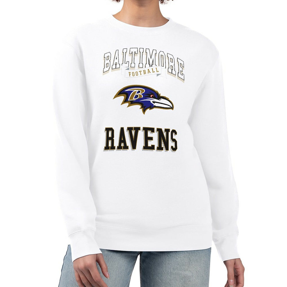 Baltimore Ravens G-III 4Her by Carl Banks Women's Team Logo Graphic Tri-Blend Pullover Sweatshirt White