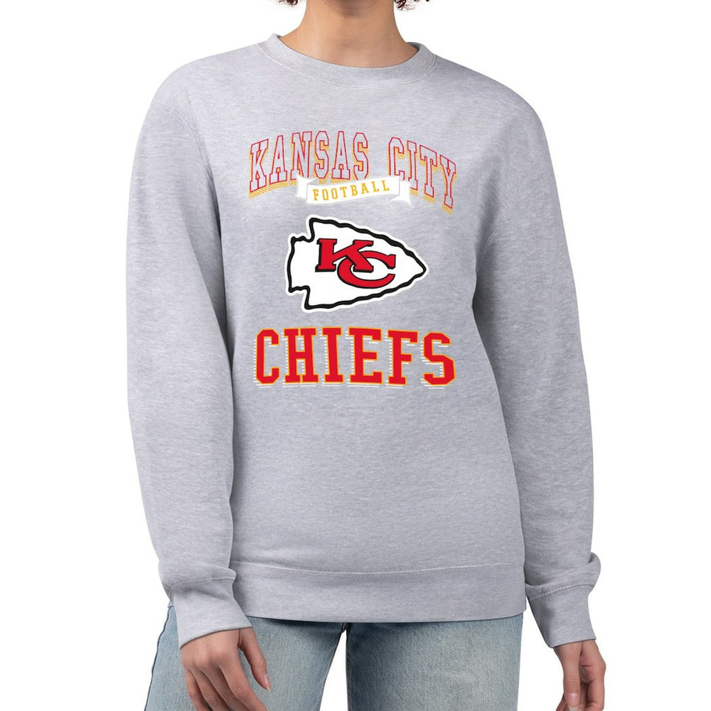 Kansas City Chiefs G-III 4Her by Carl Banks Women's Team Logo Graphic Tri-Blend Pullover Sweatshirt Heather Gray