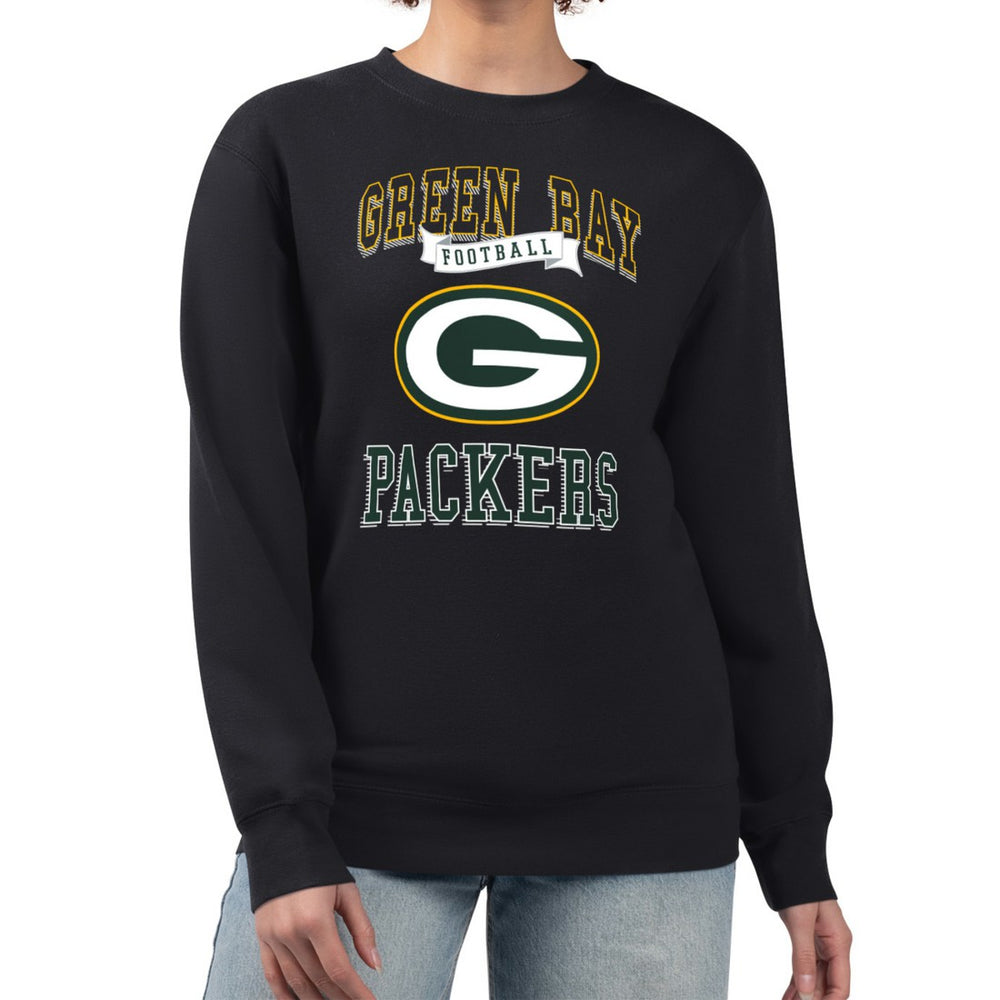 Green Bay Packers G-III 4Her by Carl Banks Women's Team Logo Graphic Tri-Blend Pullover Sweatshirt Black