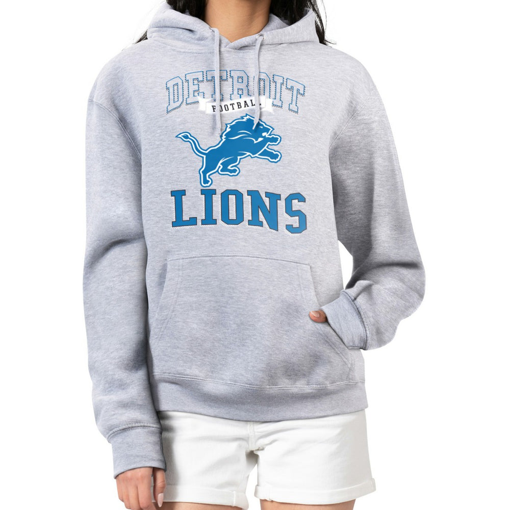 Detroit Lions G-III 4Her by Carl Banks Women's Team Logo Graphic Fleece Tri-Blend Pullover Hoodie Heather Gray