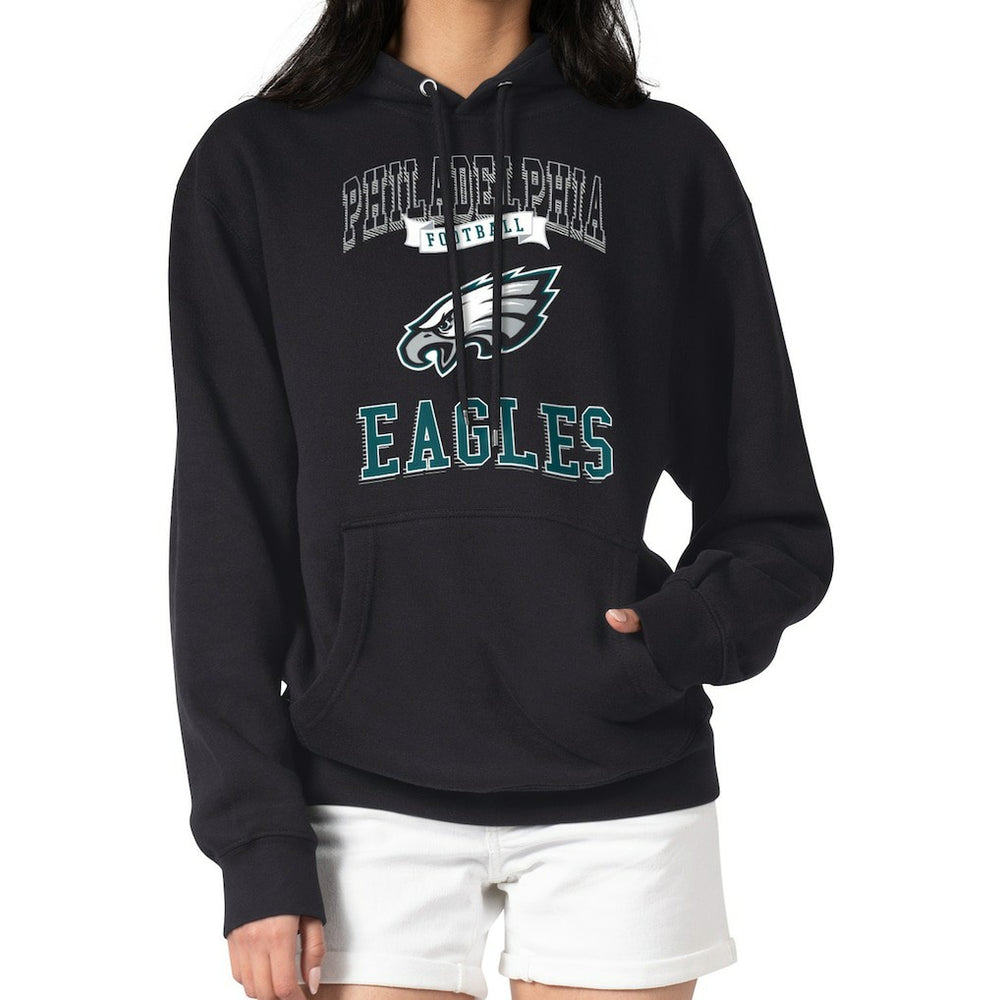 Philadelphia Eagles G-III 4Her by Carl Banks Women's Team Logo Graphic Fleece Tri-Blend Pullover Hoodie Black