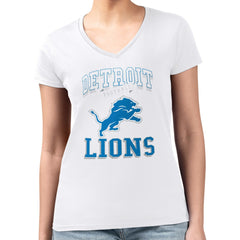 Detroit Lions G-III 4Her by Carl Banks Women's Super-Slim Fit Lightweight Team Logo Graphic V-Neck T-Shirt White