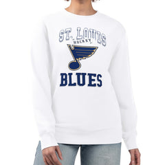 NHL St. Louis Blues G-III 4Her by Carl Banks Women's Team Logo Tri-Blend Fleece Pullover Sweatshirt - White