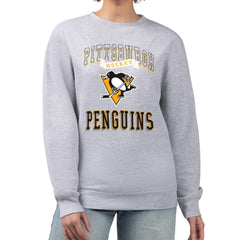 NHL Pittsburgh Penguins G-III 4Her by Carl Banks Women's Team Logo Tri-Blend Fleece Pullover Sweatshirt - Heather Gray