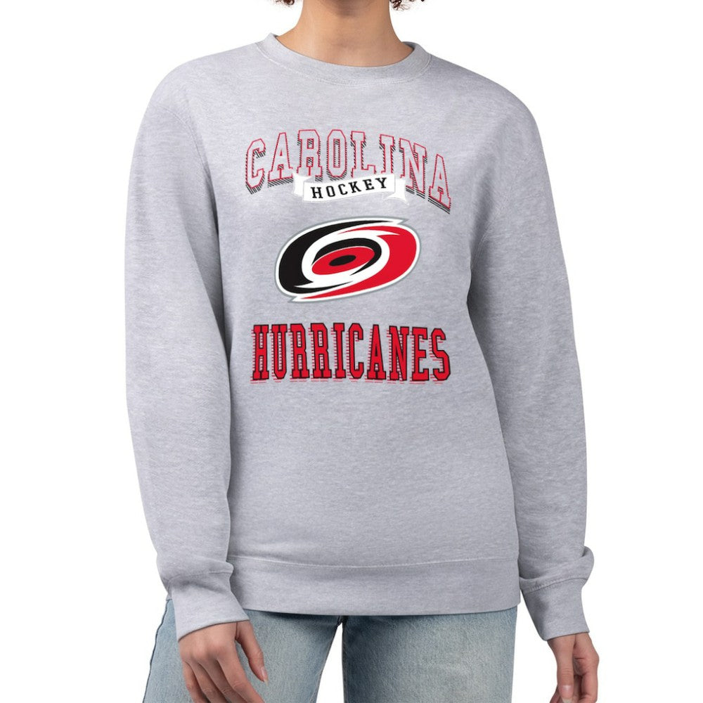 NHL Carolina Hurricanes G-III 4Her by Carl Banks Women's Team Logo Tri-Blend Fleece Pullover Sweatshirt - Heather Gray