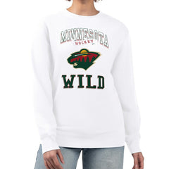 NHL Minnesota Wild G-III 4Her by Carl Banks Women's Team Logo Tri-Blend Fleece Pullover Sweatshirt - White