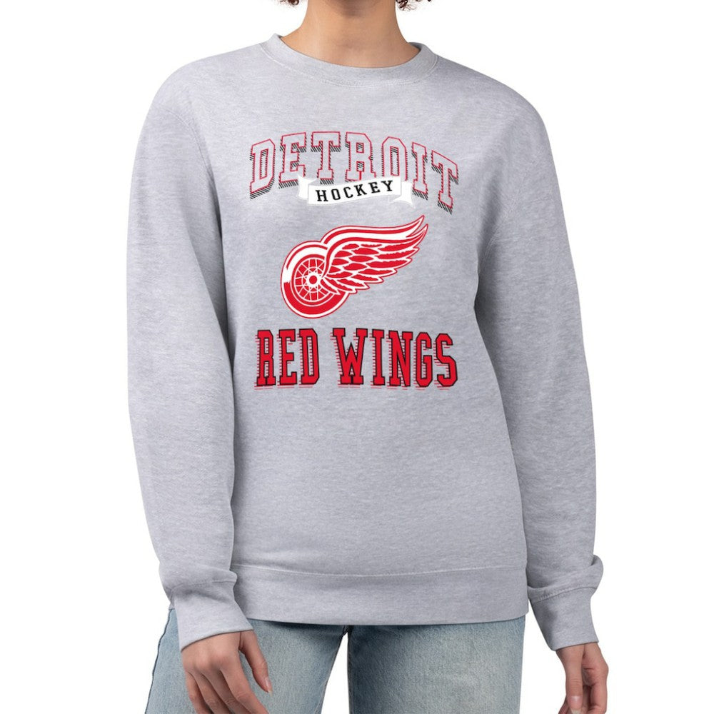 NHL Detroit Red Wings G-III 4Her by Carl Banks Women's Team Logo Tri-Blend Fleece Pullover Sweatshirt - Heather Gray