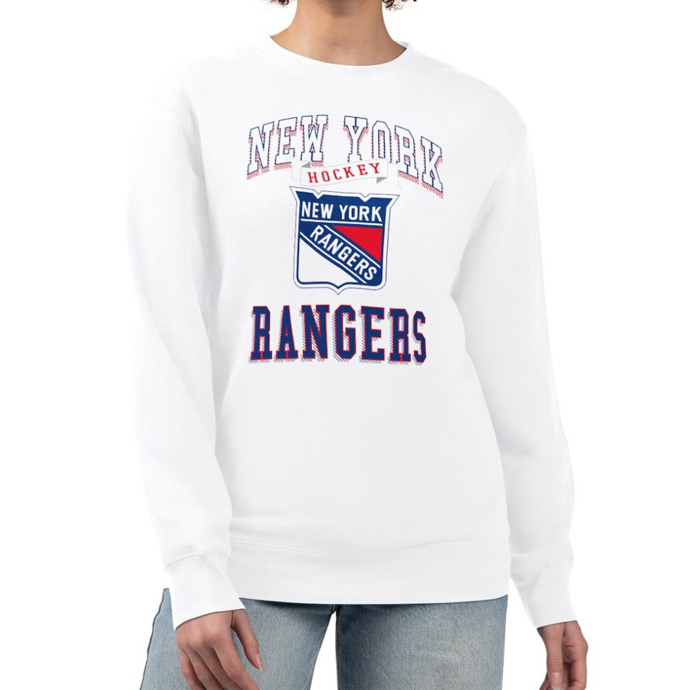 NHL New York Rangers G-III 4Her by Carl Banks Women's Team Logo Tri-Blend Fleece Pullover Sweatshirt - White