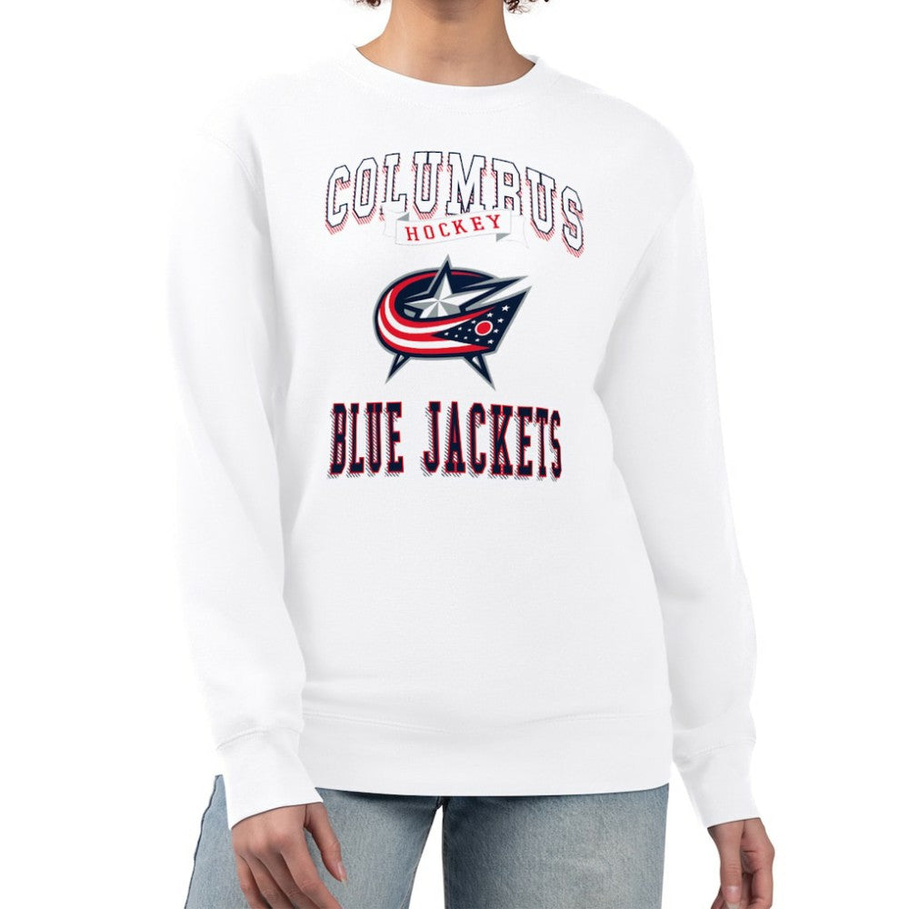 NHL Columbus Blue Jackets G-III 4Her by Carl Banks Women's Team Logo Tri-Blend Fleece Pullover Sweatshirt - White