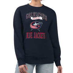 NHL Columbus Blue Jackets G-III 4Her by Carl Banks Women's Team Logo Tri-Blend Fleece Pullover Sweatshirt - Navy