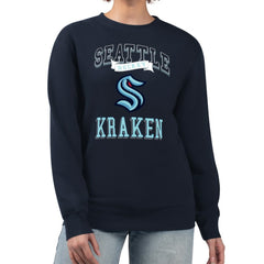NHL Seattle Kraken G-III 4Her by Carl Banks Women's Team Logo Tri-Blend Fleece Pullover Sweatshirt - Deep Sea Blue
