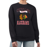 NHL Chicago Blackhawks G-III 4Her by Carl Banks Women's Team Logo Tri-Blend Fleece Pullover Sweatshirt - Black