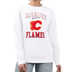 NHL Calgary Flames G-III 4Her by Carl Banks Women's Team Logo Tri-Blend Fleece Pullover Sweatshirt - White