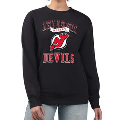 NHL New Jersey Devils G-III 4Her by Carl Banks Women's Team Logo Tri-Blend Fleece Pullover Sweatshirt - Black